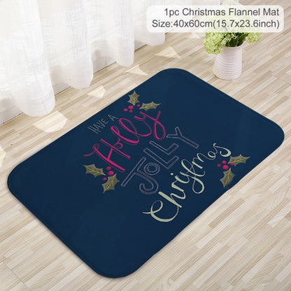 FENGRISE Merry Christmas Door Mat Santa Claus Flannel Outdoor Carpet Christmas