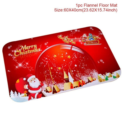 C90D Merry Christmas Door Mat Santa Claus Reindeer Pattern Bathroom Water