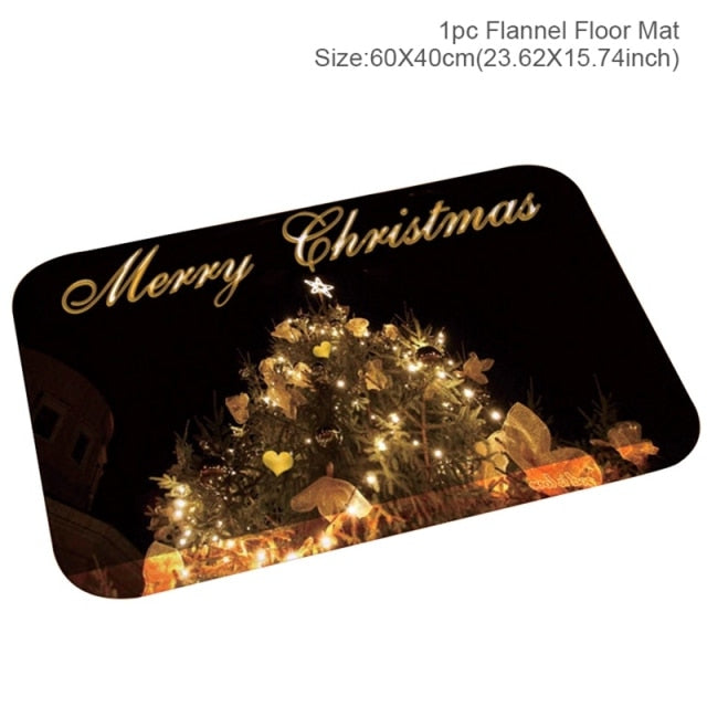 FENGRISE Merry Christmas Door Mat Santa Claus Flannel Outdoor Carpet Christmas