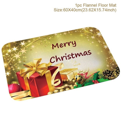C90D Merry Christmas Door Mat Santa Claus Reindeer Pattern Bathroom Water