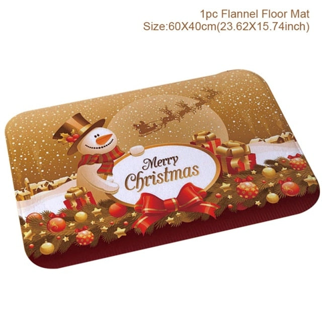 C90D Merry Christmas Door Mat Santa Claus Reindeer Pattern Bathroom Water