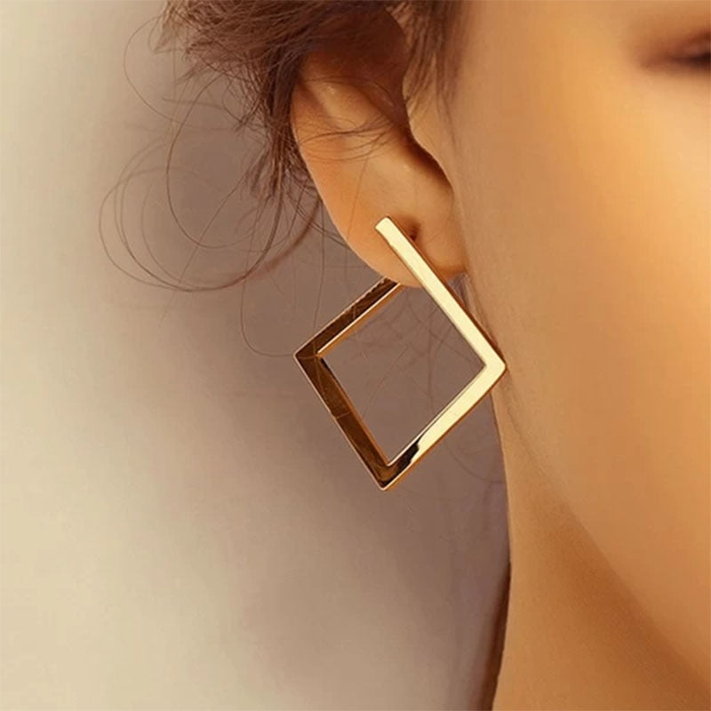 Retro Minimalist Square Earrings Irregular Stud Earrings New Exaggerated