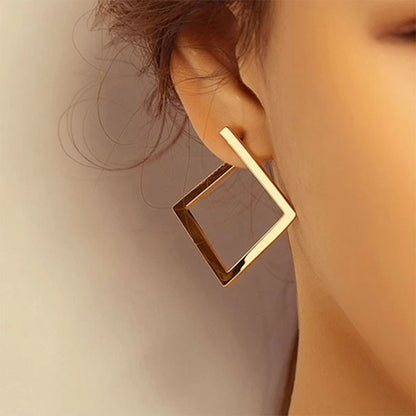Retro Minimalist Square Earrings Irregular Stud Earrings New Exaggerated