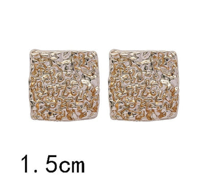 Retro Minimalist Square Earrings Irregular Stud Earrings New Exaggerated