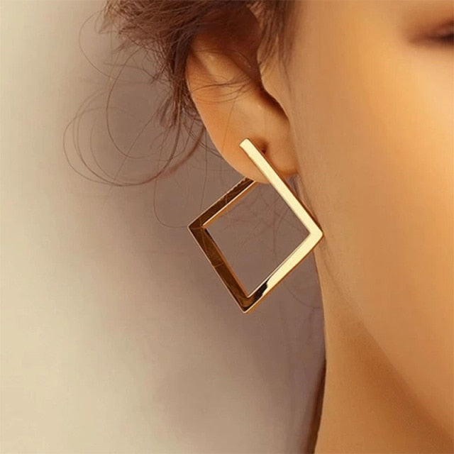 Retro Minimalist Square Earrings Irregular Stud Earrings New Exaggerated
