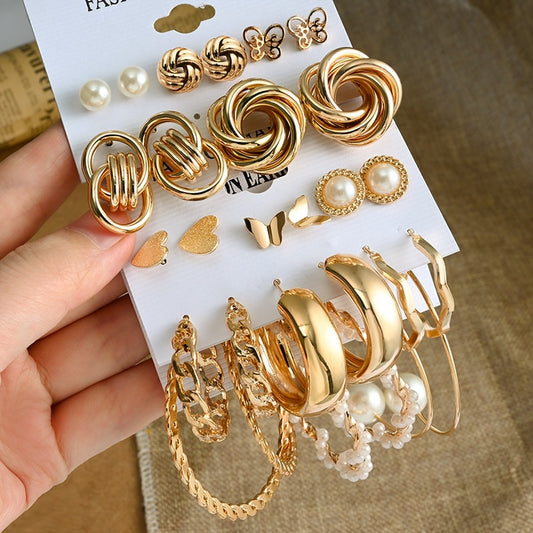 Fashion Geometric Hoop Earrings Set for Women Statement Vintage