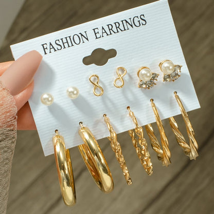 Fashion Geometric Hoop Earrings Set for Women Statement Vintage