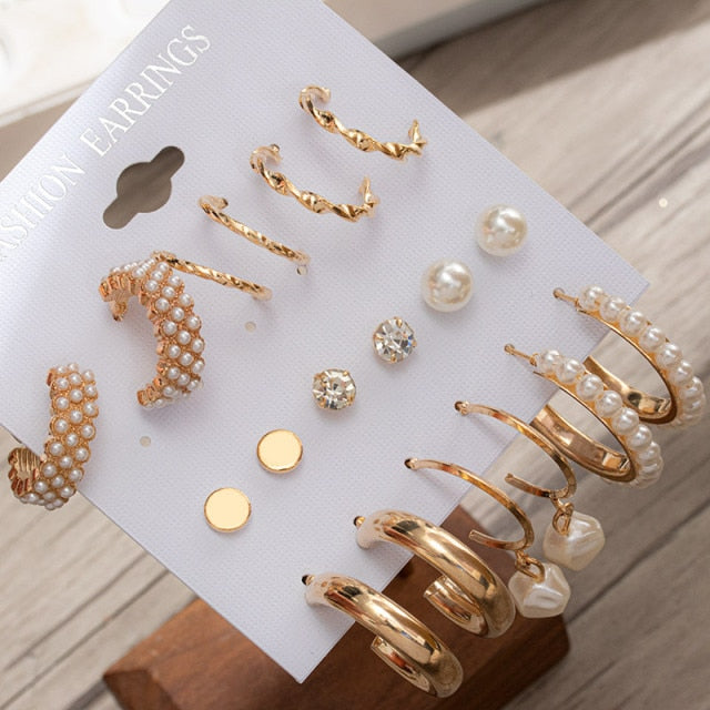 Fashion Geometric Hoop Earrings Set for Women Statement Vintage