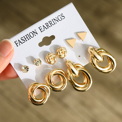 Fashion Geometric Hoop Earrings Set for Women Statement Vintage