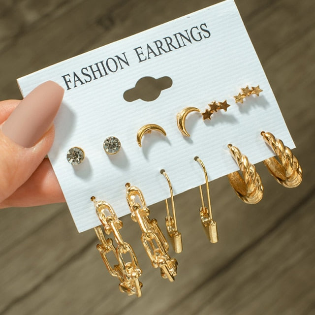 Fashion Geometric Hoop Earrings Set for Women Statement Vintage