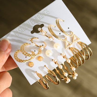 Fashion Geometric Hoop Earrings Set for Women Statement Vintage
