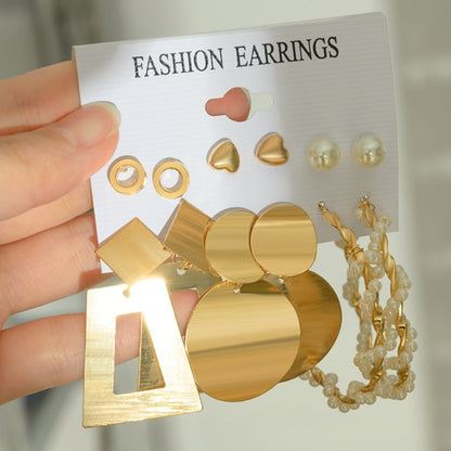 Fashion Geometric Hoop Earrings Set for Women Statement Vintage