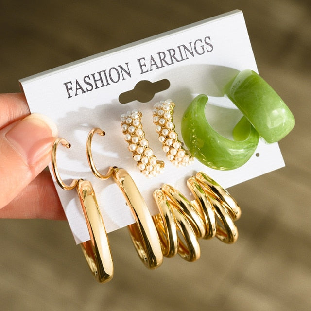 Fashion Geometric Hoop Earrings Set for Women Statement Vintage