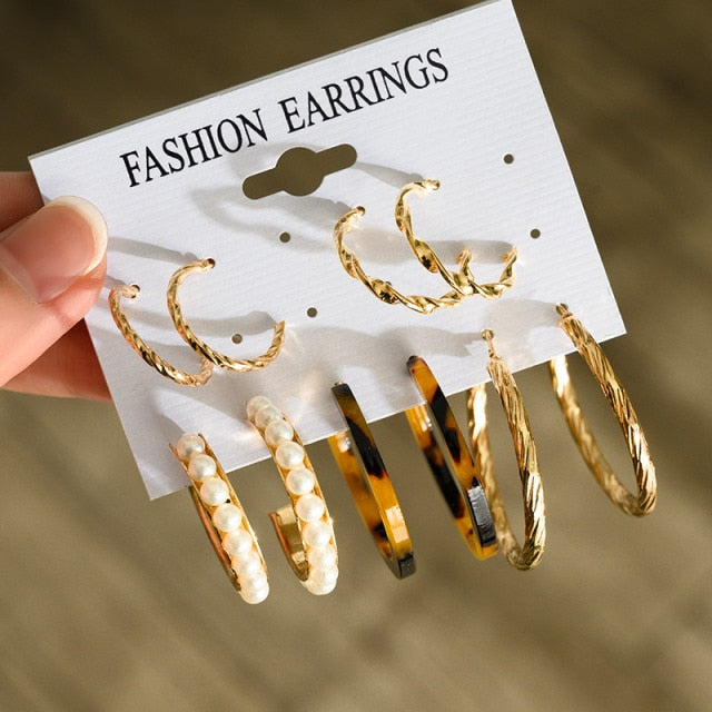 Fashion Geometric Hoop Earrings Set for Women Statement Vintage