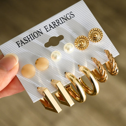 Fashion Geometric Hoop Earrings Set for Women Statement Vintage