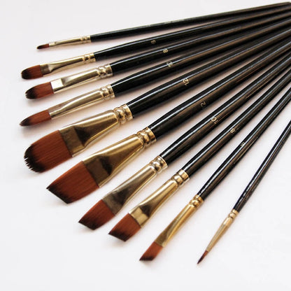 5Pcs/6pcs Artist Paint Brush Set High Quality Nylon Hair Wood Black Handle