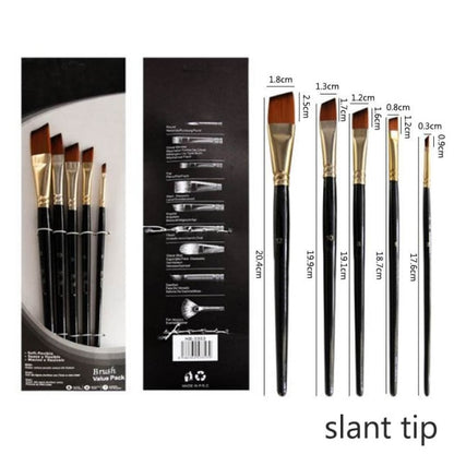 5Pcs/6pcs Artist Paint Brush Set High Quality Nylon Hair Wood Black Handle