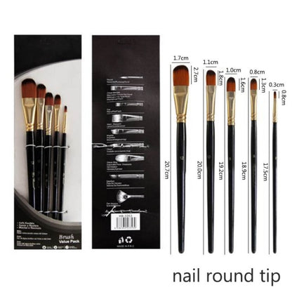 5Pcs/6pcs Artist Paint Brush Set High Quality Nylon Hair Wood Black Handle