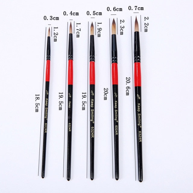 5Pcs/6pcs Artist Paint Brush Set High Quality Nylon Hair Wood Black Handle