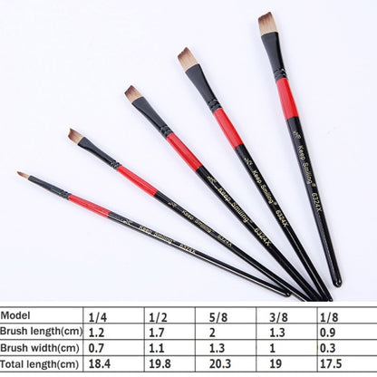 5Pcs/6pcs Artist Paint Brush Set High Quality Nylon Hair Wood Black Handle