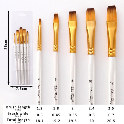 5Pcs/6pcs Artist Paint Brush Set High Quality Nylon Hair Wood Black Handle