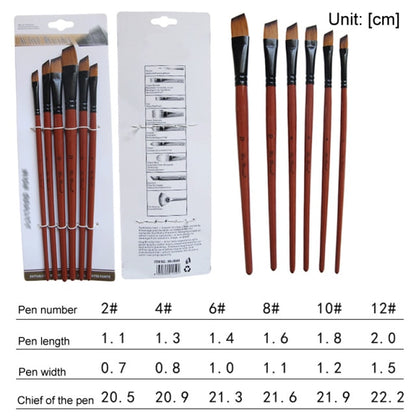 5Pcs/6pcs Artist Paint Brush Set High Quality Nylon Hair Wood Black Handle