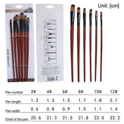 5Pcs/6pcs Artist Paint Brush Set High Quality Nylon Hair Wood Black Handle