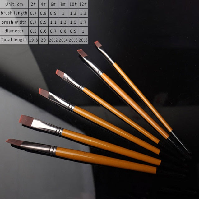 5Pcs/6pcs Artist Paint Brush Set High Quality Nylon Hair Wood Black Handle