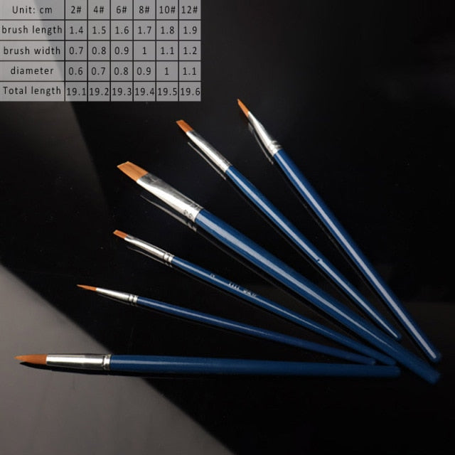 5Pcs/6pcs Artist Paint Brush Set High Quality Nylon Hair Wood Black Handle