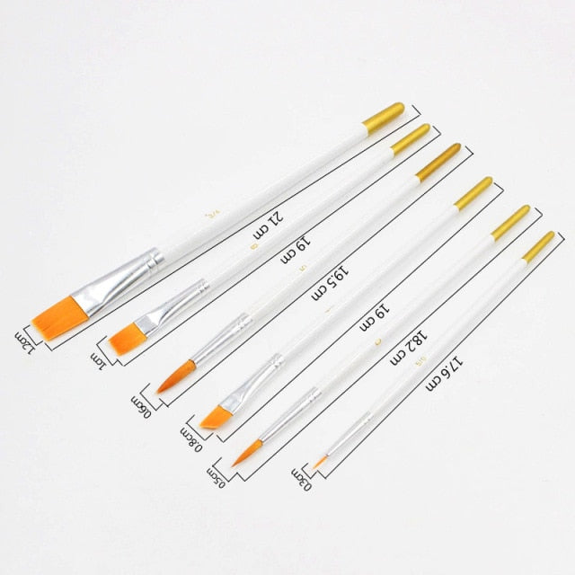 5Pcs/6pcs Artist Paint Brush Set High Quality Nylon Hair Wood Black Handle