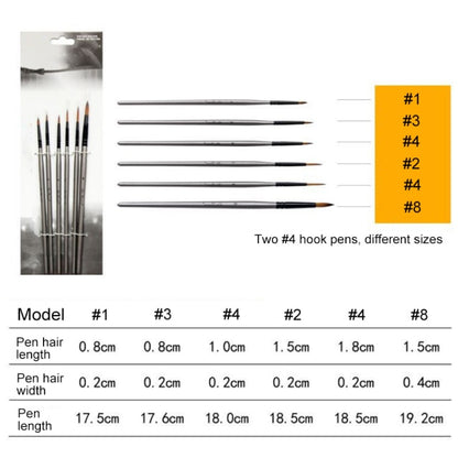 5Pcs/6pcs Artist Paint Brush Set High Quality Nylon Hair Wood Black Handle
