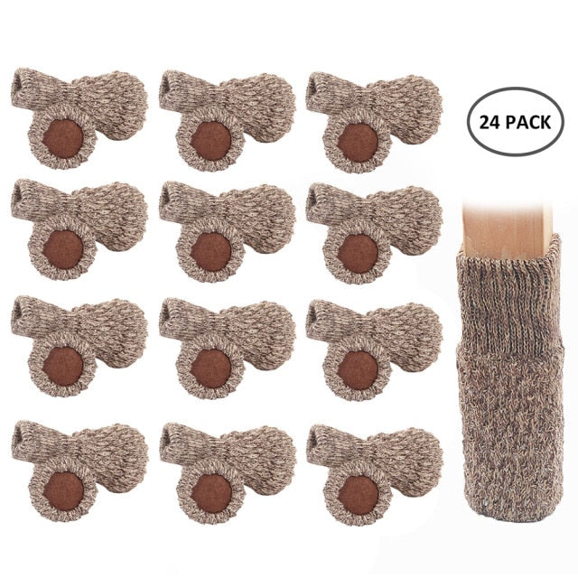 24PCS Knitted Chair Leg Socks Furniture Table Feet Leg Floor Protectors Covers Floor Protection Pads Moving Noise Reduction