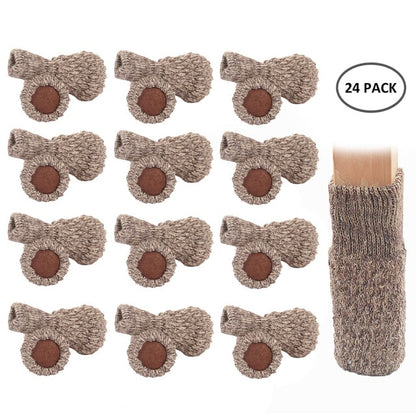 24PCS Knitted Chair Leg Socks Furniture Table Feet Leg Floor Protectors Covers Floor Protection Pads Moving Noise Reduction