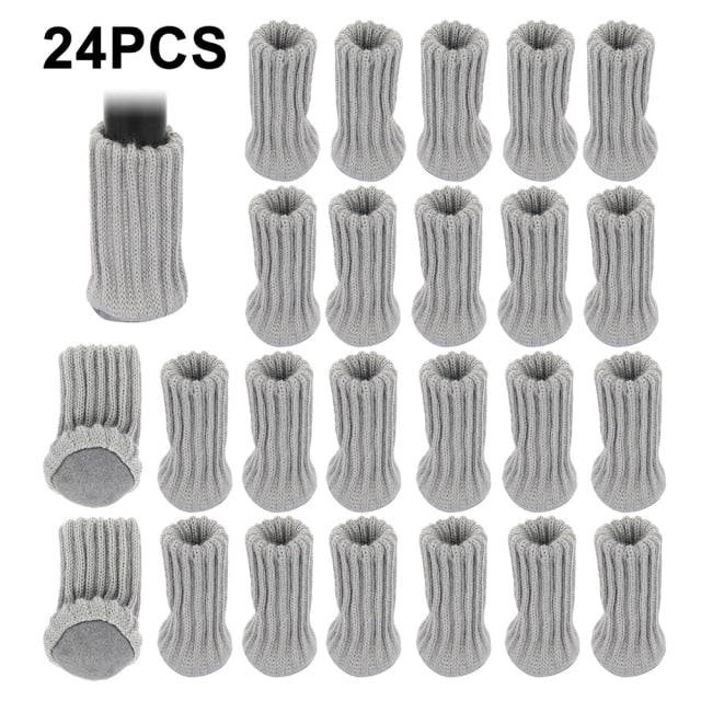 24PCS Knitted Chair Leg Socks Furniture Table Feet Leg Floor Protectors Covers Floor Protection Pads Moving Noise Reduction
