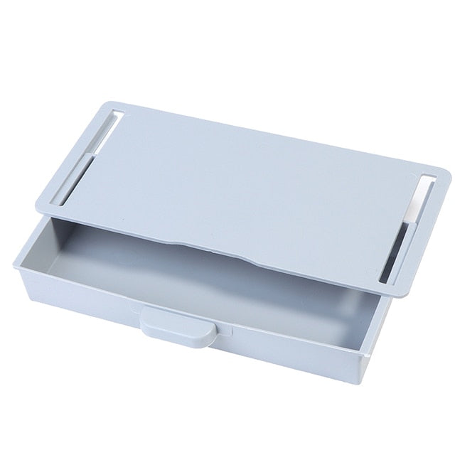 Self-Adhesive Under Desk Drawer Hidden Storage Box Makeup Organizer Self Stick School Stationery Case Pencil Tray Pen Holder