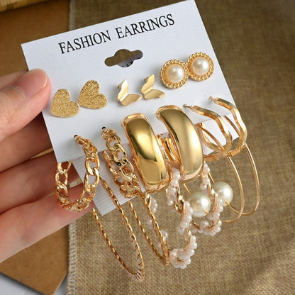 Fashion Geometric Hoop Earrings Set for Women Statement Vintage