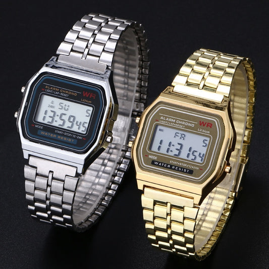 Women Men Unisex Watch Gold Silver Black Vintage LED Digital Sports Military