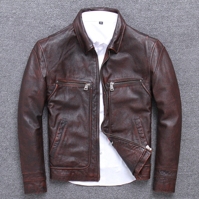 Free shipping.sales Brand new men cowhide coat.Natural quality thick men's genuine
