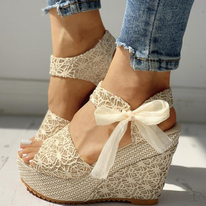 INS Hot Lace Leisure Women Wedges Heeled Women Shoes 2021 Summer