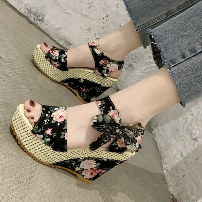 INS Hot Lace Leisure Women Wedges Heeled Women Shoes 2021 Summer