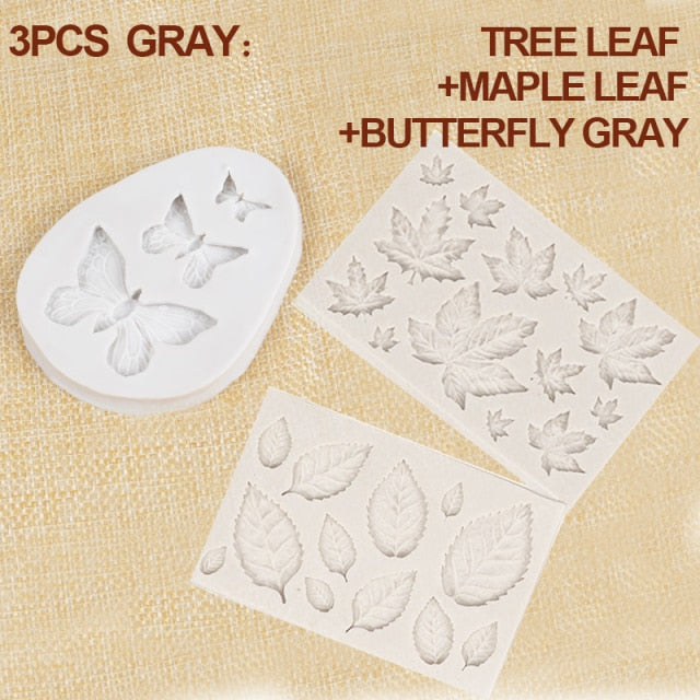 1/2/3Pcs 3D Silicone Baking Mold DIY Butterfly Maple Leaf Mould Chocolate Fondant