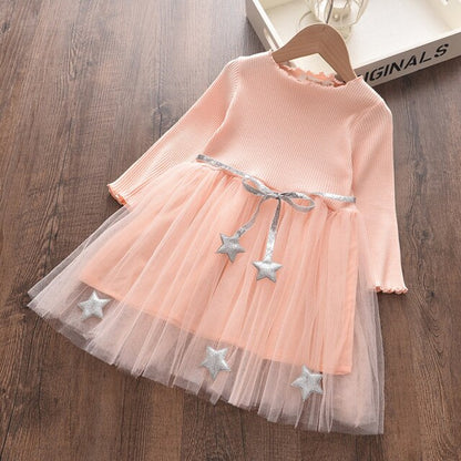 Summer Girls Dress Princess Denim Floral Stitching Sleeveless Dresses
