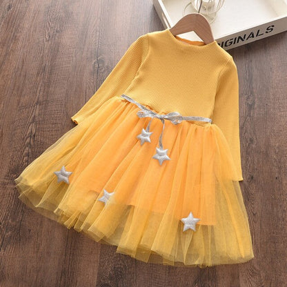 Summer Girls Dress Princess Denim Floral Stitching Sleeveless Dresses