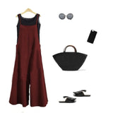 Women Strap Loose Jumpsuit Summer Casual Wide Leg Pants Solid Dungaree