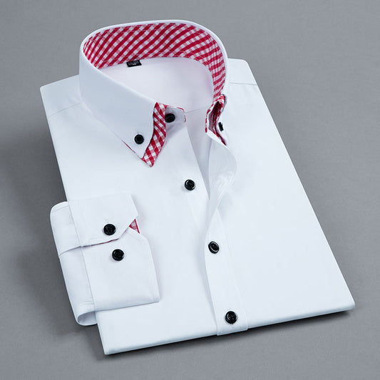 Men's clothing Brand long sleeve dress shirt men Double layer