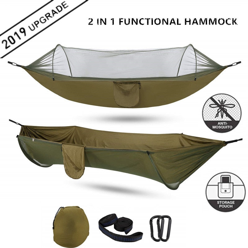 2021 Camping Hammock with Mosquito Net Pop-Up Light Portable Outdoor
