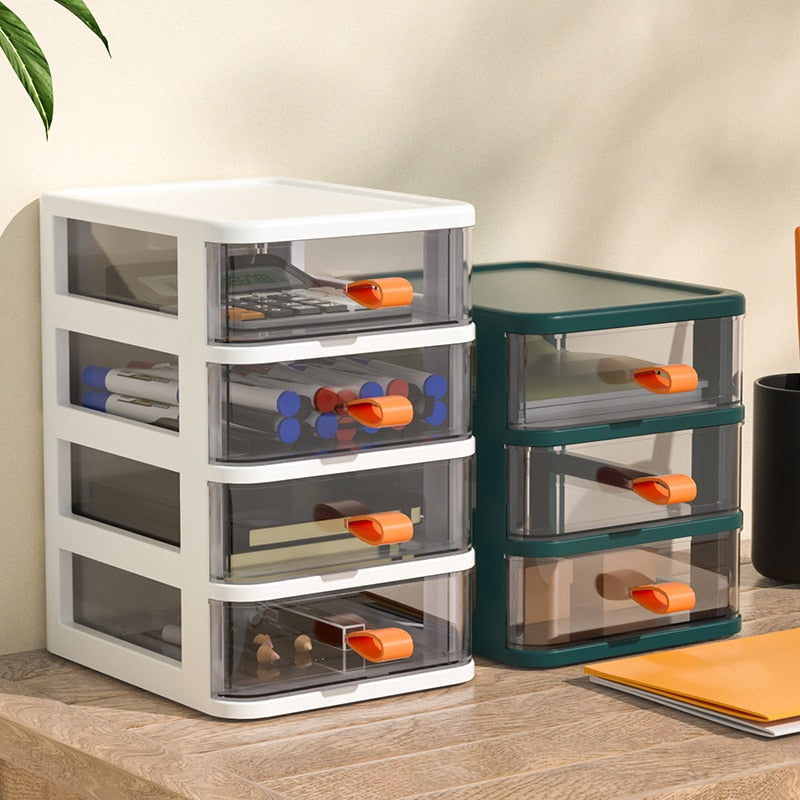 Transparent Desktop Organizer Boxes Small Storage Drawers Plastic Container Multilayer Desk Stationery Organizer Key Storage Box