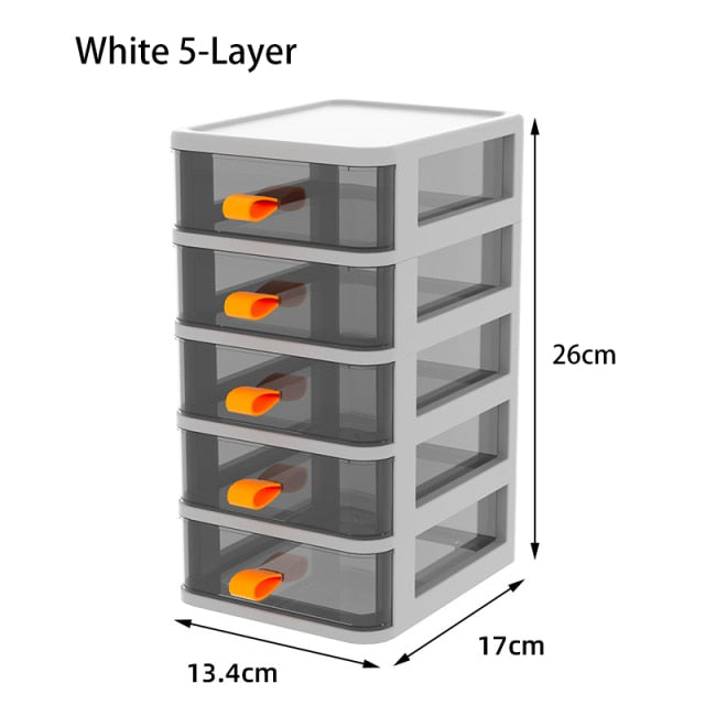 Transparent Desktop Organizer Boxes Small Storage Drawers Plastic Container Multilayer Desk Stationery Organizer Key Storage Box