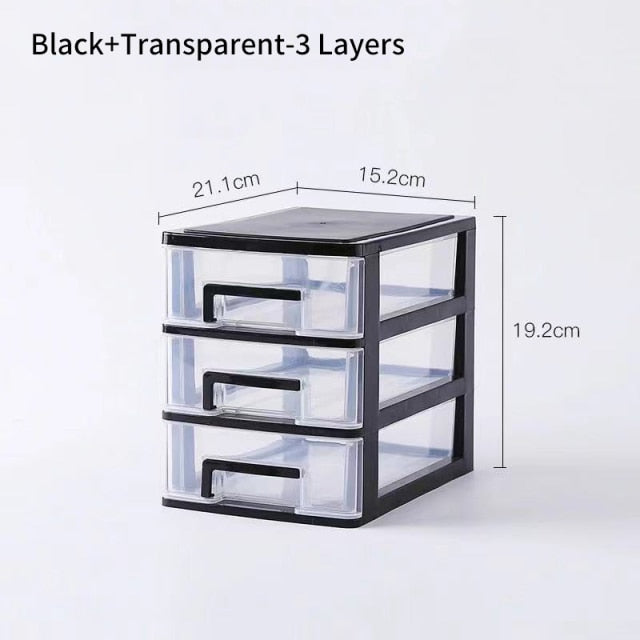 Transparent Desktop Organizer Boxes Small Storage Drawers Plastic Container Multilayer Desk Stationery Organizer Key Storage Box