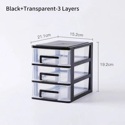 Transparent Desktop Organizer Boxes Small Storage Drawers Plastic Container Multilayer Desk Stationery Organizer Key Storage Box